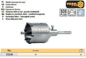 Коронка по бетону Польша Ø=80 мм SDS+ VOREL-03246