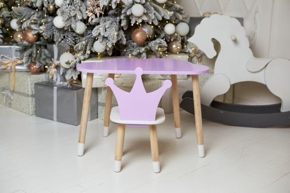 Стол хмарка та стільчик коронка фіолетовий дитячий. Столик для  їжі, гор, занять. | Зображення 6