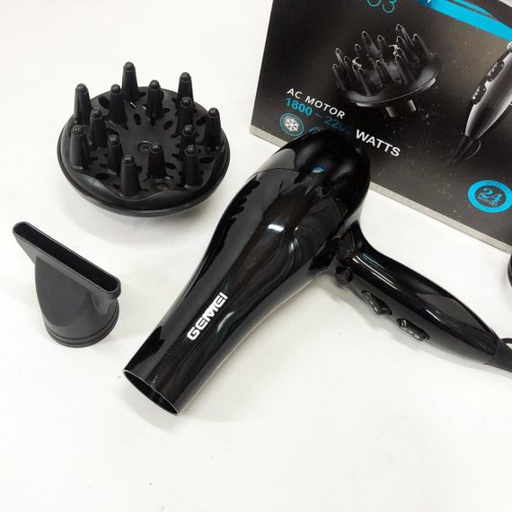 Фен для разных типов волос Gemei GM-103 2200 Вт, Хороший фен для дома Малошумный укладки волос UX-64 | Зображення 6