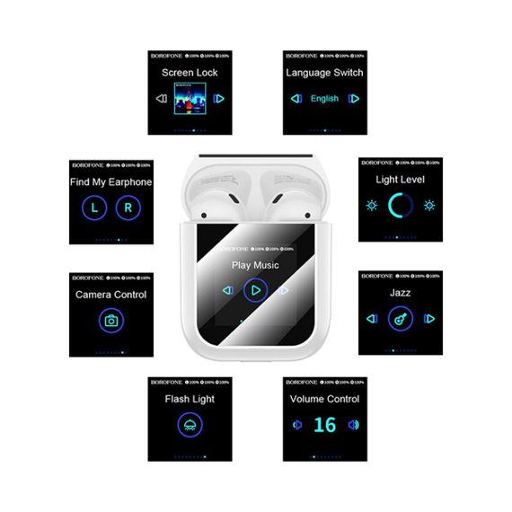 Беспроводные наушники BOROFONE BW86 Brocade true wireless BT headset with touch screen White | Зображення 6
