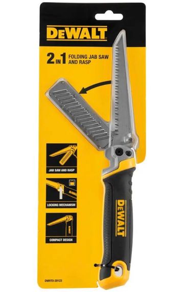 Мінініжування-рашпіль по гіпсокартону DeWALT з довжиною полотна 130 мм складане (DWHT0-20123) | Зображення 1