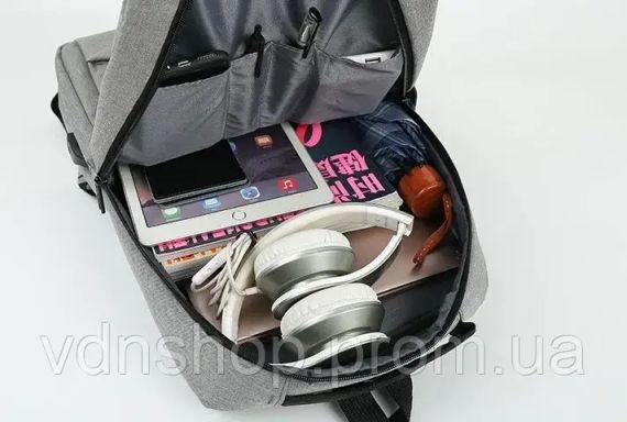Рюкзак противоударный для ноутбука 15,6" с USB-портом и отсеком для ноутбука | Зображення 4