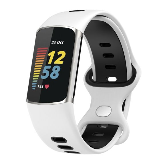 Силіконовий ремінець Primolux Sport для фітнес браслета Fitbit Charge 5 / Charge 6 - White&Black / розмір М | Зображення 2