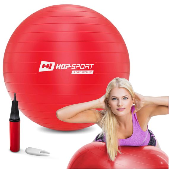 Фітбол Hop-Sport 55см червоний + насос 2020 | Зображення 5