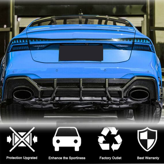 Дифузор заднього бампер (для RS7 2018-2022, Сухий карбон) для Ауди A7 2018- рр | Зображення 4