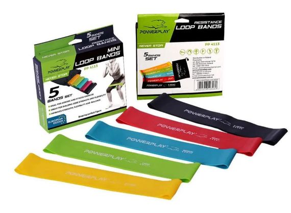 Гумки для фітнесу PowerPlay 4113 Mini Power Band Set набір із 5 шт. (від 1 до 20 кг) (PP_4113) | Зображення 7