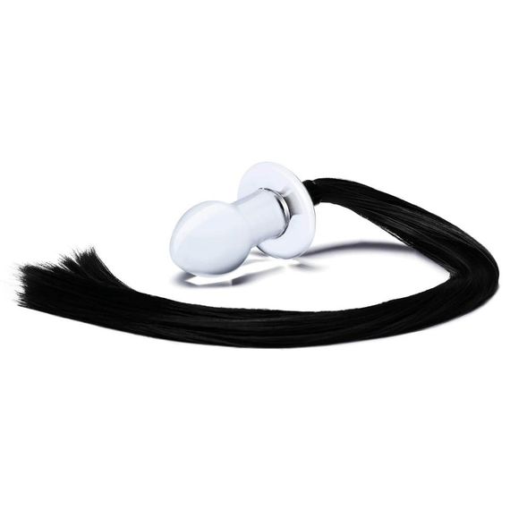 Анальная пробка Glass Horse Tail с хвостиком, стеклянная sexstyle | Зображення 2