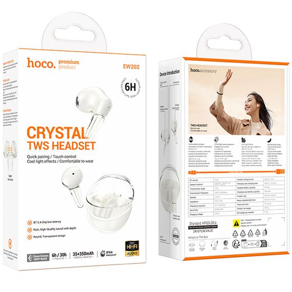 Бездротові TWS навушники Hoco EW202 Magic Milky White | Зображення 1