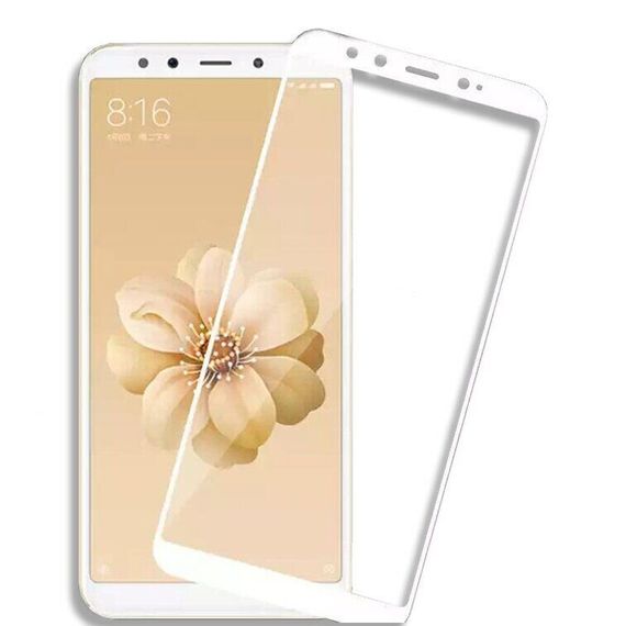 Захисне скло 2.5D на весь екран для Xiaomi MiA2 колір Білий