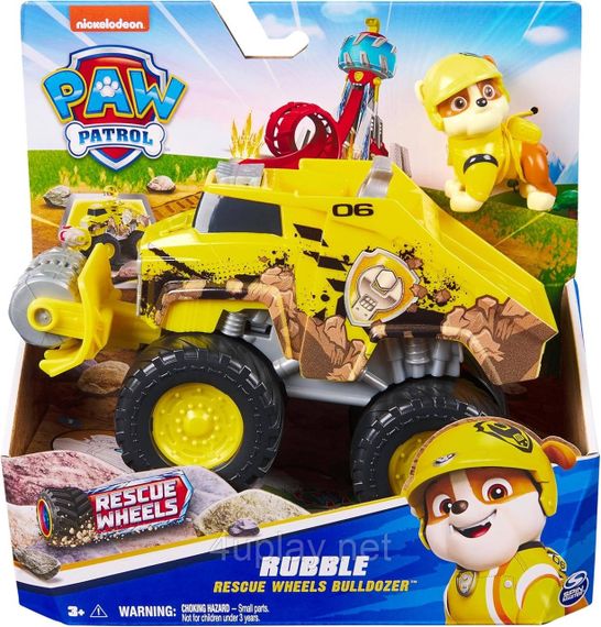Paw Patrol Rescue Wheels Рятувальний бульдозер з водієм Кремез серії Мега колеса Щенячий патруль Оригінал | Зображення 1