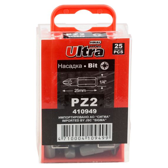 Набір біт Ultra PZ2×25мм 1/4" 25шт S2 4010502