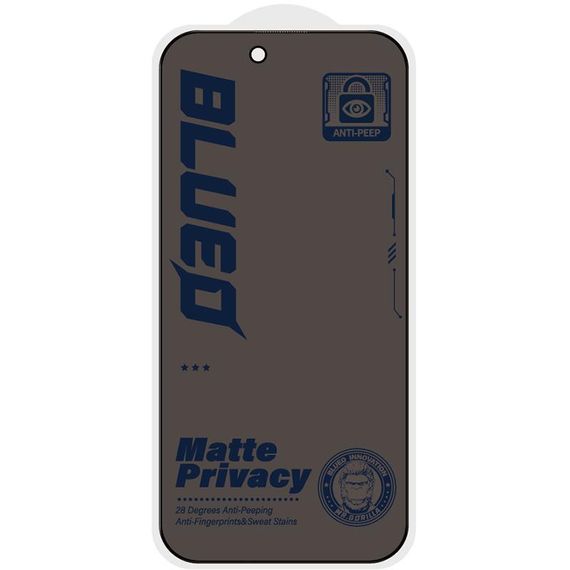 Захисне 2.5D скло Blueo Full Cover Anti-Peep Matte для Apple iPhone 17 / 17 Pro (6.3") Чорний | Зображення 1