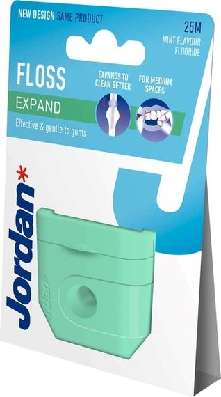 Зубна нитка що розширюється Jordan Expand Fresh floss (25м), з фтором і м`ятою, віском і зубною пастою