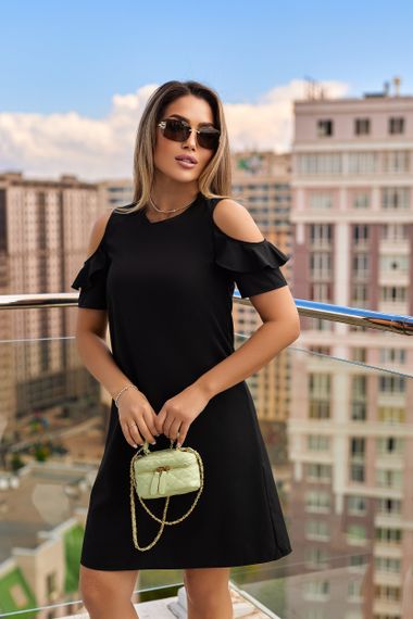 Жіноча літня коротка сукня з відкритими плечима GF9045 колір чорний, розмір 50/52 | Зображення 1