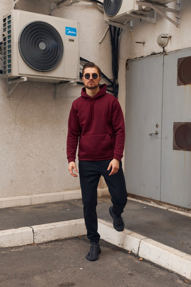 Костюм зима двухцветка черно-бордовый S XXL