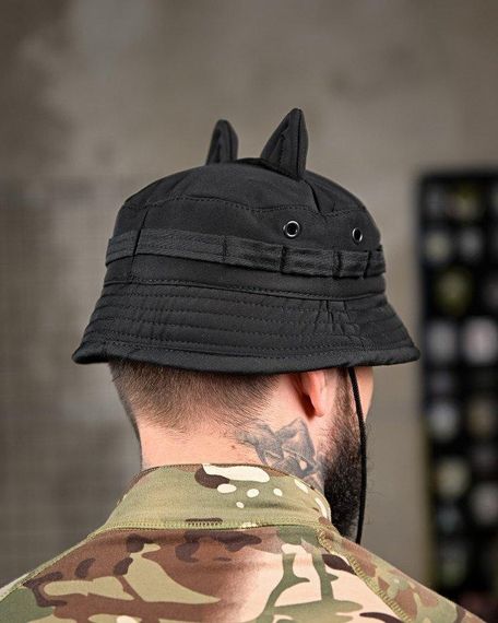 Тактическая панама софтшел ушки черная   ПП8009 | Зображення 2