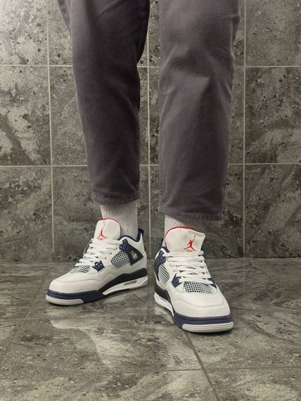 Кросівки Nike Air Jordan 4 Retro (white navy) | Зображення 4