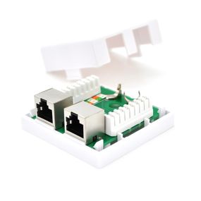 Розетка RITAR FTP 8P8C RJ45 2 порт Cat-6,  накладна біла Q500