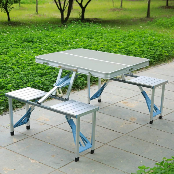 Стіл розкладний для пікніка зі стільцями Picnic Table, компактний алюмінієвий стіл-стільці для відпочинку