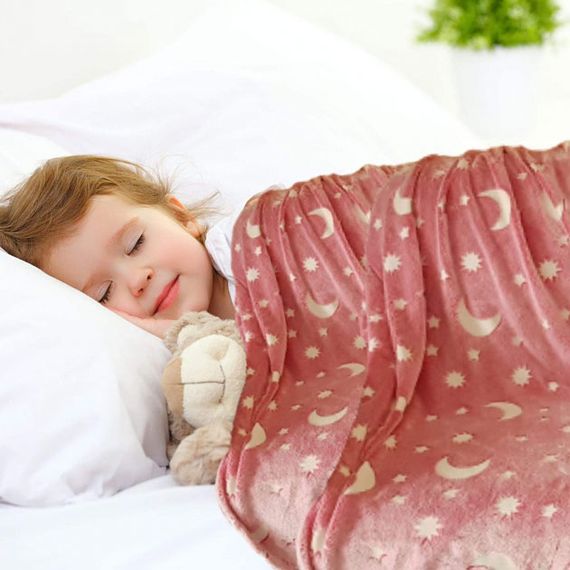 Плед, що світиться в темряві, плюшеве покривало Blanket kids Magic Star 150х100 см флісова ковдра. GA-224 Колір: рожевий