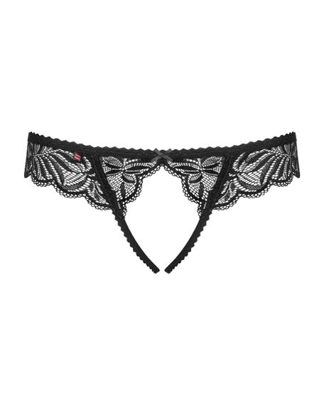 Мереживні танга з доступом Obsessive Contica crothchles thong, чорні, S/M | Зображення 4