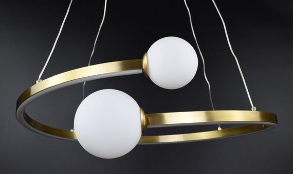 Люстра світлодіодна підвісна LED світильник для квартири на стелю лед 26865 Латунь 40-150х60х60 см. | Зображення 1