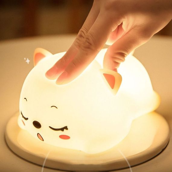 Ночник аккумуляторний силіконовий LED Totoni Котенок Лампа Білий (42600-RD-27_208) | Зображення 2