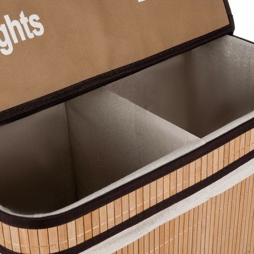 Бамбуковая корзина для белья Ruhhy 24269 на 100 л с двумя отделениями | Зображення 6