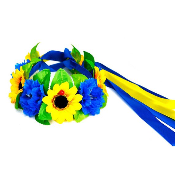 Обідок-вінок український "Квіти" 0205-759 з об'ємними квітами | Зображення 2