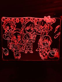 Акриловый светильник-ночник Клинок рассекающий демонов красный tty-n000886