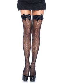 Чулки-сетка с атласным бантиком Leg Avenue Fishnet Thigh Highs With Bow One size, Black sexstyle