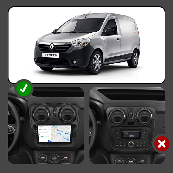 Штатная магнитола Lesko для Renault Dokker I 2012-н.в. экран 9" 2/32Gb/ 4G/ Wi-Fi Optima GPS Android | Зображення 2