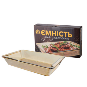 Ємність для запікання 1,2л 27*15*5см прямокутна з ручками скло 50022-01 S&T