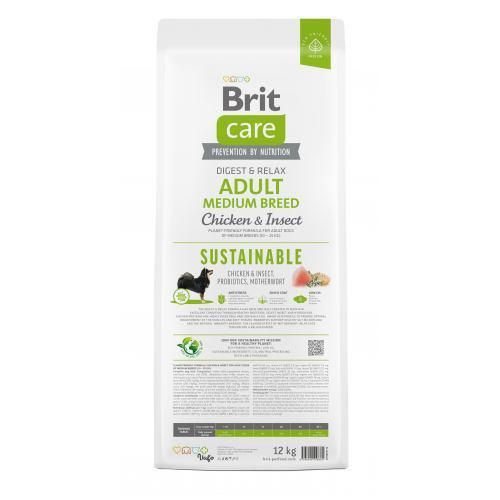 Сухой корм Brit Care Dog Sustainable Adult Medium Breed для собак средних пород, с курицей и насекомыми, 12 кг | Зображення 4
