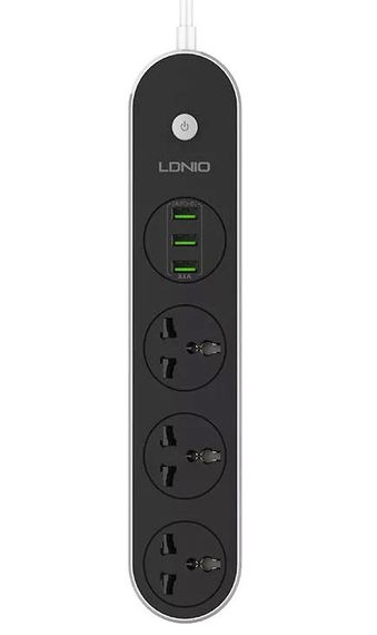 Сетевой фильтр LDNIO SC3301 удлинитель 1.6 м 3 розетки 3 USB Серо - черный | Зображення 4