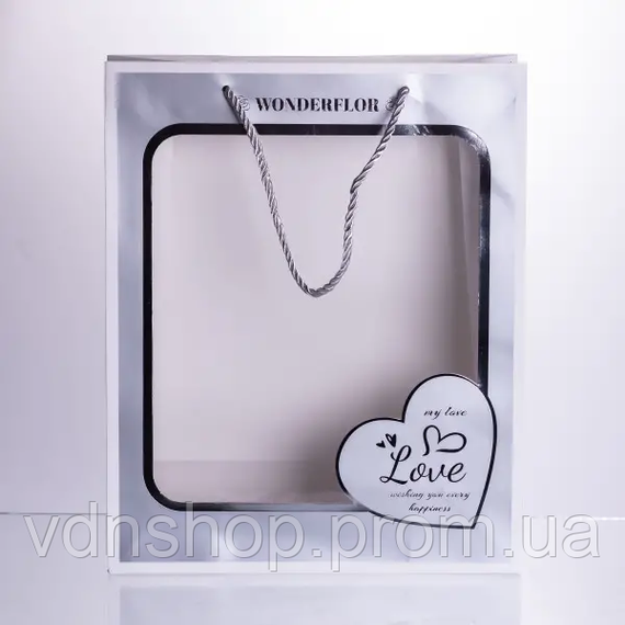 Набор подарочных пакетов из бумаги Love с окошком 12 шт 26×10×32 см HP-10359-18 | Зображення 3