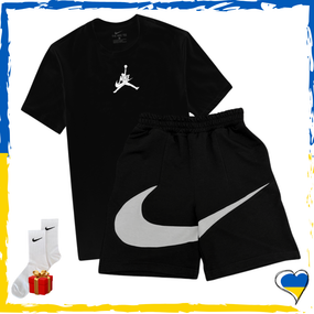 Комплект шорты Nike Big Swoosh и футболка Nike+Jordan. Комплект Найк Биг Свуш Черный, XS/S