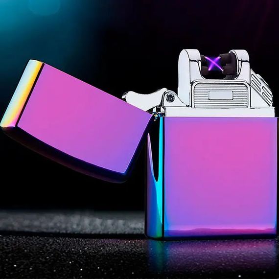 Дугова електроімпульсна запальничка USB Україна металева коробка HL-447. Колір: хамелеон | Зображення 2