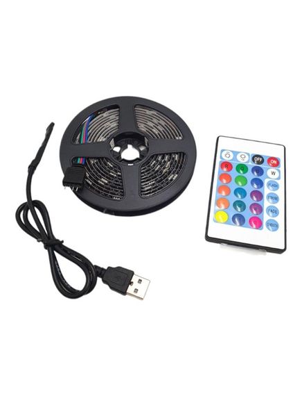Світлодіодна стрічка LED Strip Light SMD 5050 RGB (30 LED/m) 2 м для підсвічування телевізора та інтер'єру від USB на силіконі з пультом керування