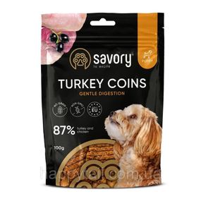 Ласощі для цуценят Savory (Сейворі) Puppy Coins With Turkey — м’ясні монетки з індичкою, 100 г