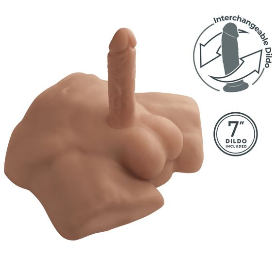 Півторс з фалоімітатором на присосці SilexD Apollo S Male Torso Caramel | Зображення 4