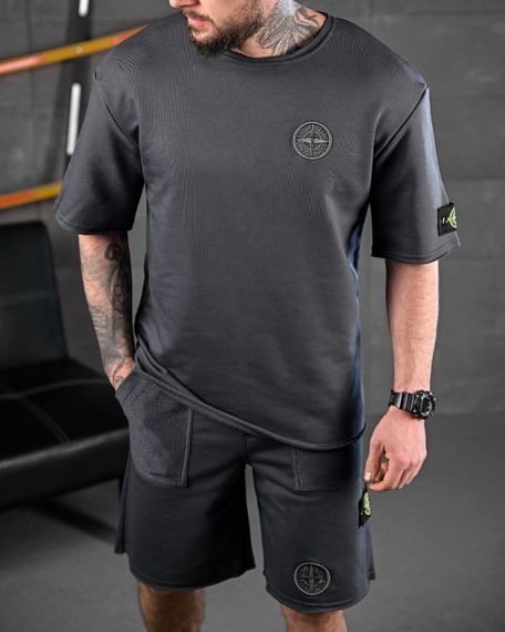 Спортивний костюм Stone island літній колір сірий | Зображення 8