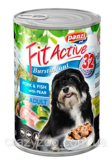 Вологий корм для собак Panzi FitActive зі свининою та рибою 1.24 кг