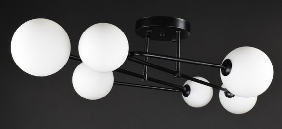 Люстра стельова на 6 лампочок 27900 Чорний 25х80х80 см. | Зображення 3