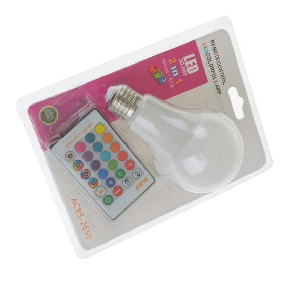 Цветная лампа с пультом LED 7W+W E27 RGB R+DR A65 220V | Зображення 4