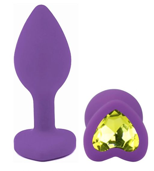 Анальна пробка EGZO Silicone Violet Heart Plug Lime S, фіолетова, медичний силікон Sex Aura | Зображення 1