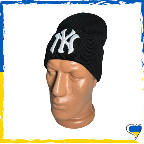 Шапка чорна New Yorker на флісі брендова універсальна. Шапка чоловіча, жіноча, підліткова, дитяча