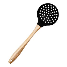 Шумівка для зняття піни силіконова з дерев'яною ручкою 33 (см) ложка шумівка кухонна HP-8-54