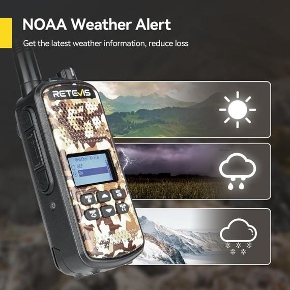 Мисливська рація Retevis, радіоприймач для полювання IP67, акумулятор 2200 мАг, 5 Вт, з ліхтариком, VOX/TOT, камуфляжна | Зображення 7
