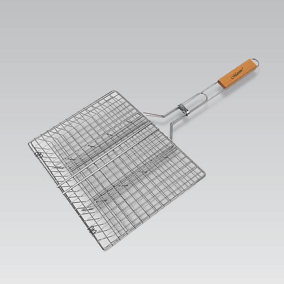 Решітка-гриль Maestro MR-1016, 30×24 см для мангала і барбекю з дерев'яною ручкою